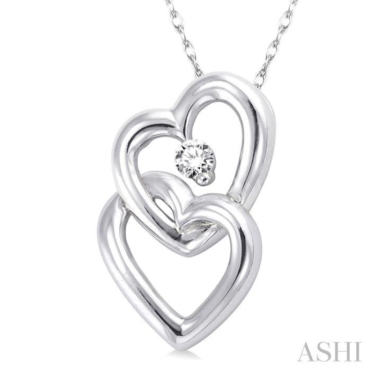 1/20 ctw Round Cut Diamond Pendant in 14K White Gold with Chain