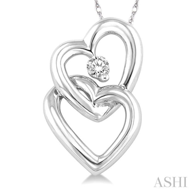 1/20 ctw Round Cut Diamond Pendant in 14K White Gold with Chain