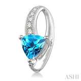 6x6 MM Trillion Cut Blue Topaz and 1/20 ctw Single Cut Diamond Earrings in 10K White Gold