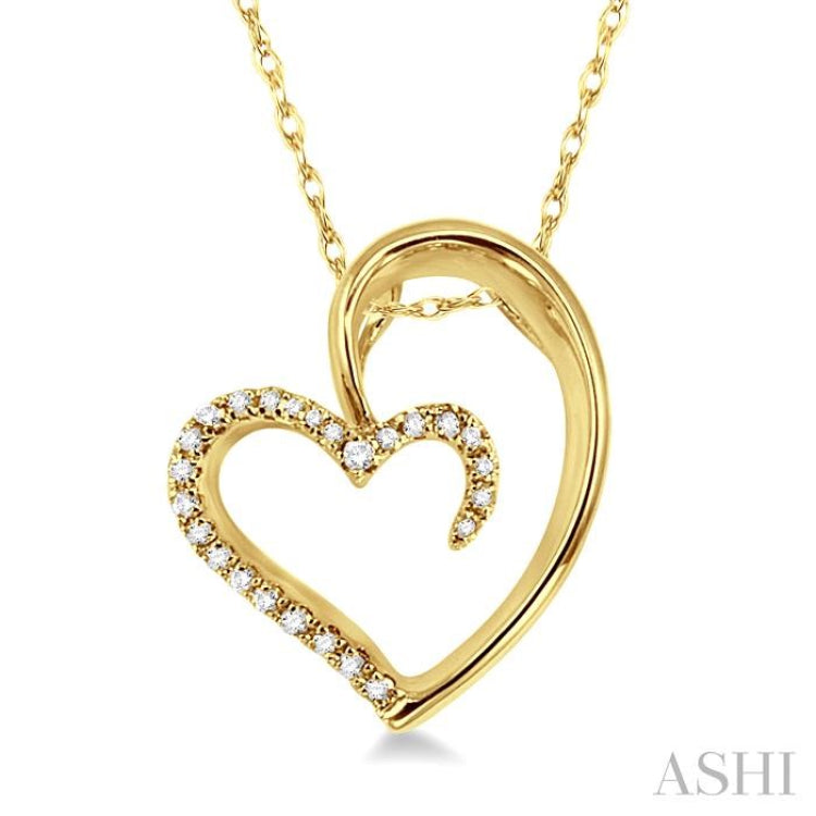 1/10 ctw Round Cut Diamond Heart Shape Pendant in 10K Yellow Gold with Chain