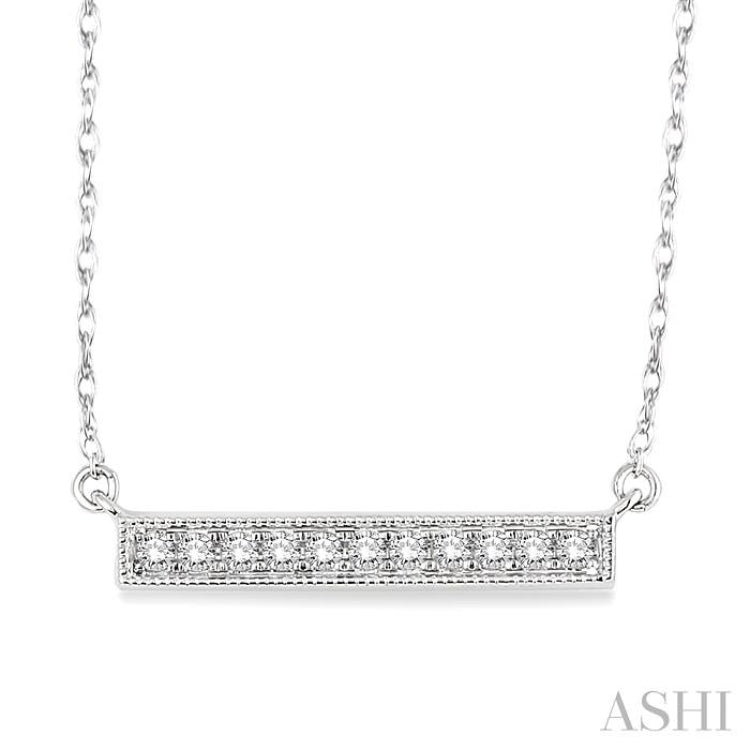 1/5 ctw Round Cut Diamond Stick Pendant in 10K White Gold with Chain