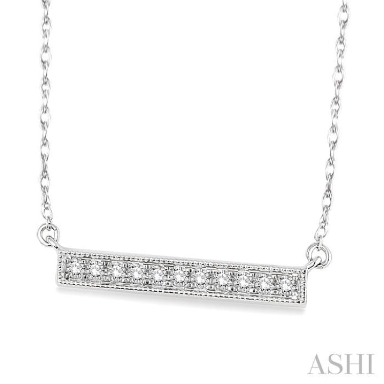 1/5 ctw Round Cut Diamond Stick Pendant in 10K White Gold with Chain