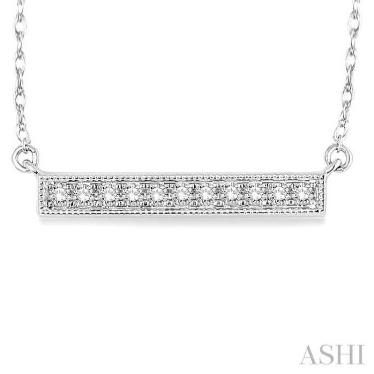 1/5 ctw Round Cut Diamond Stick Pendant in 10K White Gold with Chain