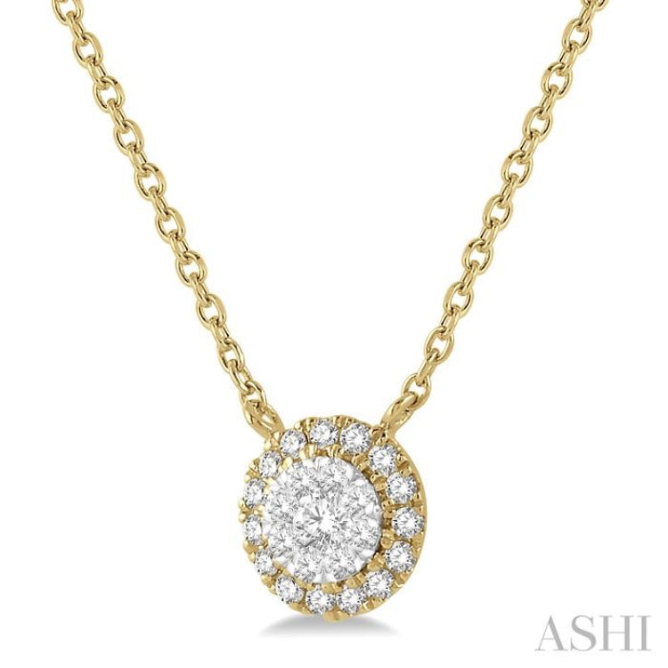 1/6 ctw Circular Round Cut Diamond Lovebright Pendant With Chain in 14K Yellow and White Gold