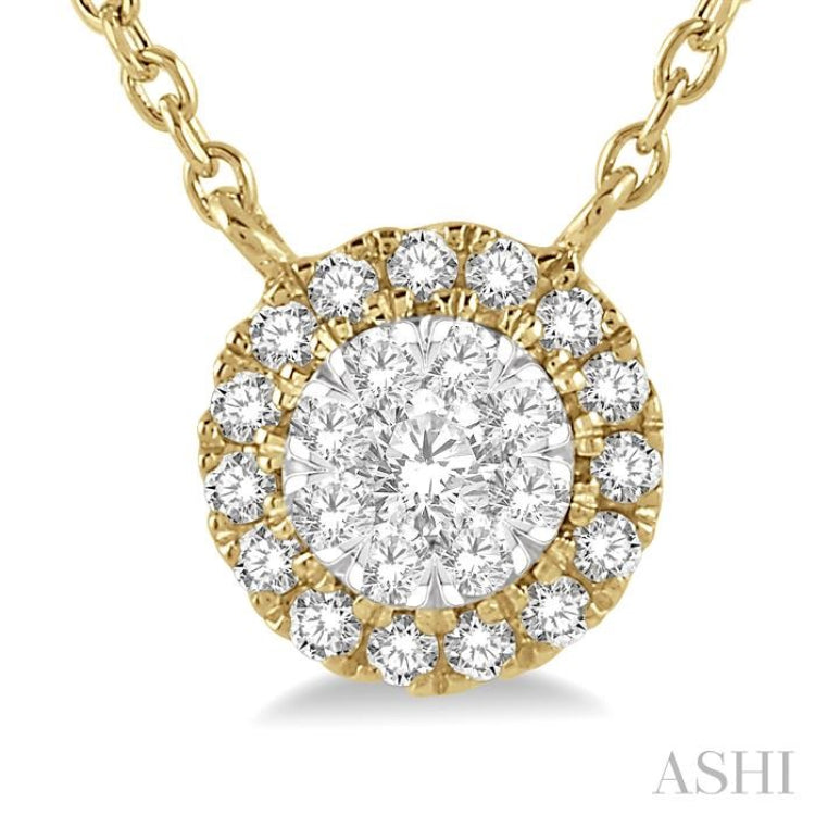 1/6 ctw Circular Round Cut Diamond Lovebright Pendant With Chain in 14K Yellow and White Gold