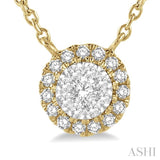 1/6 ctw Circular Round Cut Diamond Lovebright Pendant With Chain in 14K Yellow and White Gold
