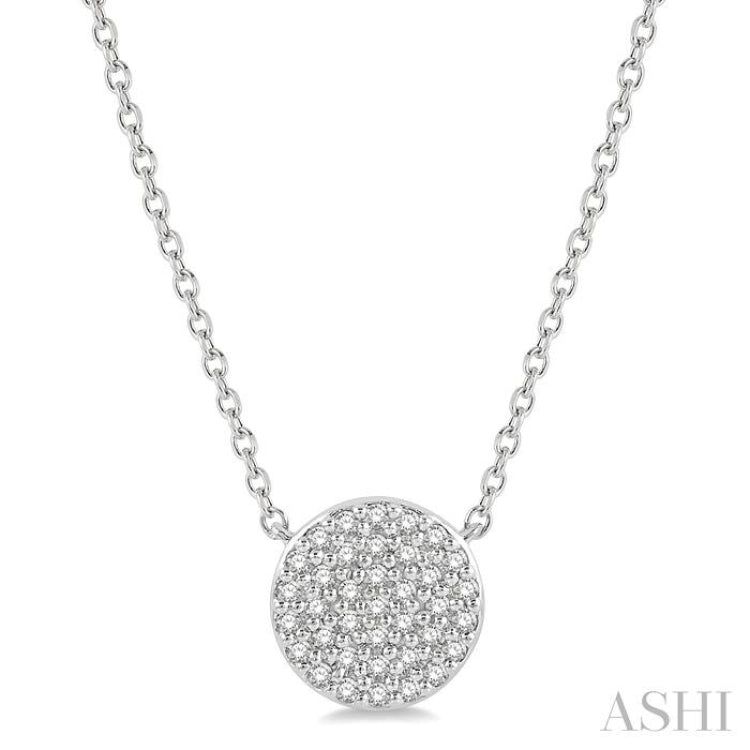 1/6 ctw Disc Round Cut Diamond Petite Pendant in 10K White Gold