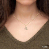 1/10 ctw Leo Round Cut Diamond Zodiac Pendant With Chain in 10K White Gold