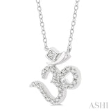 1/6 ctw 'OM' Symbol Petite Round Cut Diamond Fashion Pendant With Chain in 10K White Gold