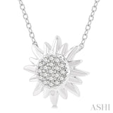 1/10 ctw Sun Petite Round Cut Diamond Fashion Pendant With Chain in 10K White Gold