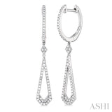 1/3 ctw Tear Drop Round Cut Diamond Long Earring in 10K White Gold
