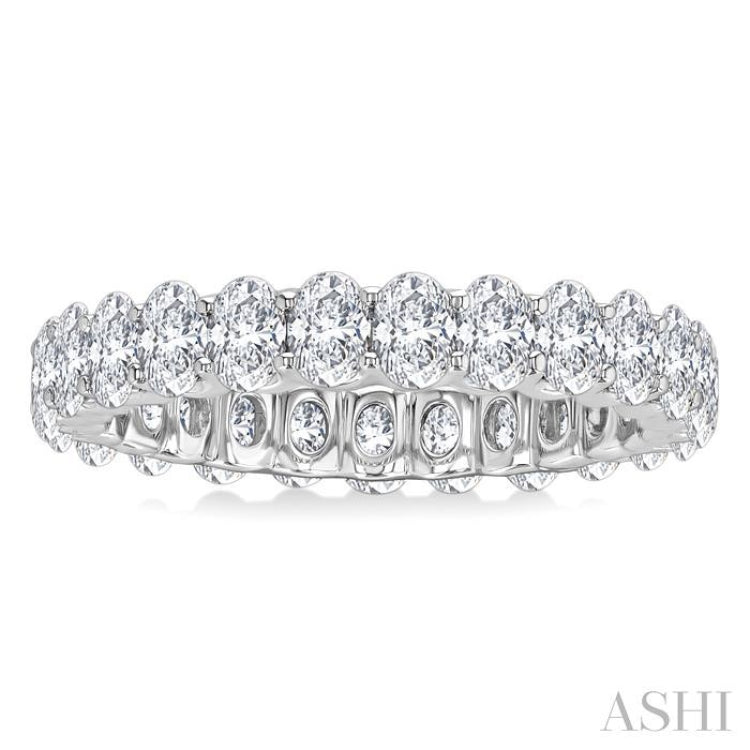 2 1/4 Ctw North-South Set Oval Cut Diamond Eternity Wedding Band in 14K White Gold