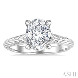 1/20 Ctw Oval Shape Round Cut Diamond Semi-Mount Engagement Ring in 14K White Gold
