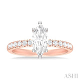 1/3 ctw Marquise Shape Round Cut Diamond Semi Mount Engagement Ring in 14K Rose and White Gold