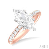 1/3 ctw Marquise Shape Round Cut Diamond Semi Mount Engagement Ring in 14K Rose and White Gold