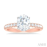 1/3 ctw Oval Shape Round Cut Diamond Semi Mount Engagement Ring in 14K Rose and White Gold