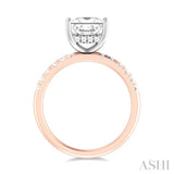 1/3 ctw Princess Shape Round Cut Diamond Semi Mount Engagement Ring in 14K Rose and White Gold
