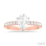 1/3 ctw Pear Shape Round Cut Diamond Semi Mount Engagement Ring in 14K Rose and White Gold