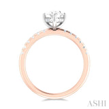 1/3 ctw Pear Shape Round Cut Diamond Semi Mount Engagement Ring in 14K Rose and White Gold