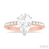 1/3 ctw Pear Shape Round Cut Diamond Semi Mount Engagement Ring in 14K Rose and White Gold
