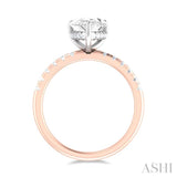 1/3 ctw Pear Shape Round Cut Diamond Semi Mount Engagement Ring in 14K Rose and White Gold