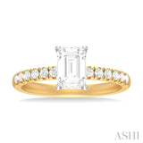 1/3 ctw Emerald Shape Round Cut Diamond Semi Mount Engagement Ring in 14K Yellow and White Gold