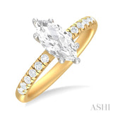 1/3 ctw Marquise Shape Round Cut Diamond Semi Mount Engagement Ring in 14K Yellow and White Gold