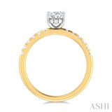 1/3 ctw Oval Shape Round Cut Diamond Semi Mount Engagement Ring in 14K Yellow and White Gold