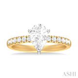 1/3 ctw Pear Shape Round Cut Diamond Semi Mount Engagement Ring in 14K Yellow and White Gold