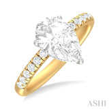 1/3 ctw Pear Shape Round Cut Diamond Semi Mount Engagement Ring in 14K Yellow and White Gold