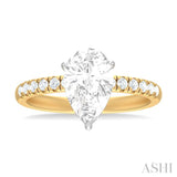 1/3 ctw Pear Shape Round Cut Diamond Semi Mount Engagement Ring in 14K Yellow and White Gold