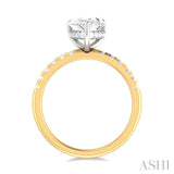 1/3 ctw Pear Shape Round Cut Diamond Semi Mount Engagement Ring in 14K Yellow and White Gold