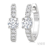 3/8 Ctw Round Shape Round Cut Diamond Fashion Huggie Petite Earrings in 14K White Gold