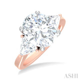 1 ctw Oval Shape Trillion Cut & Round Cut Diamond Semi Mount Engagement Ring in 14K Rose and White Gold