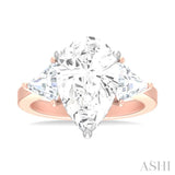 1 ctw Pear Shape Trillion Cut & Round Cut Diamond Semi Mount Engagement Ring in 14K Rose and White Gold