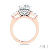 1 ctw Circualar Shape Trillion and Round Cut Diamond Semi Mount Engagement Ring in 14K Rose and White Gold
