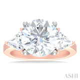 1 ctw Circualar Shape Trillion and Round Cut Diamond Semi Mount Engagement Ring in 14K Rose and White Gold
