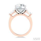 1 ctw Circualar Shape Trillion and Round Cut Diamond Semi Mount Engagement Ring in 14K Rose and White Gold