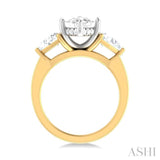 1 ctw Marquise Shape Trillion and Round Cut Diamond Semi Mount Engagement Ring in 14K Yellow and White Gold
