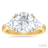 1 ctw Circualar Shape Trillion and Round Cut Diamond Semi Mount Engagement Ring in 14K Yellow and White Gold