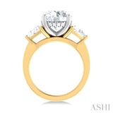 1 ctw Circualar Shape Trillion and Round Cut Diamond Semi Mount Engagement Ring in 14K Yellow and White Gold