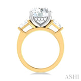 1 ctw Circualar Shape Trillion and Round Cut Diamond Semi Mount Engagement Ring in 14K Yellow and White Gold
