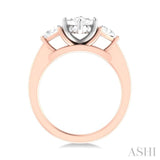 1/2 ctw Marquise Shape Trillion and Round Cut Diamond Semi Mount Engagement Ring in 14K Rose and White Gold
