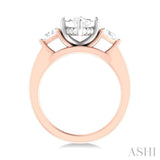 1/2 ctw Marquise Shape Trillion and Round Cut Diamond Semi Mount Engagement Ring in 14K Rose and White Gold