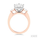 1/2 ctw Princess Shape Trillion Cut & Round Cut Diamond Semi Mount Engagement Ring in 14K Rose and White Gold