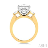 1/2 ctw Princess Shape Trillion Cut & Round Cut Diamond Semi Mount Engagement Ring in 14K Yellow and White Gold