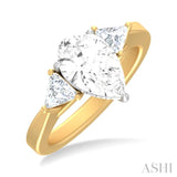 1/2 ctw Pear Shape Trillion Cut & Round Cut Diamond Semi Mount Engagement Ring in 14K Yellow and White Gold