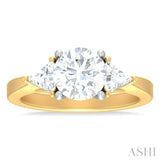 1/2 ctw Circualar Shape Trillion and Round Cut Diamond Semi Mount Engagement Ring in 14K Yellow and White Gold