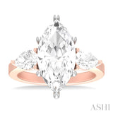 1 ctw Tri-Mount Marquise Shape Center Pear and Round Cut Diamond Semi Mount Engagement Ring in 14K Rose and White Gold