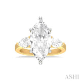 1 ctw Tri-Mount Marquise Shape Center Pear and Round Cut Diamond Semi Mount Engagement Ring in 14K Yellow and White Gold